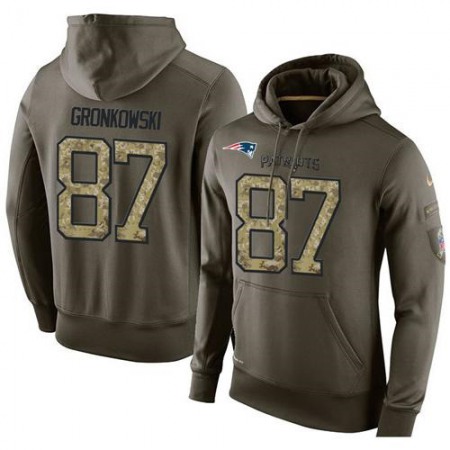 NFL Men's New England Patriots #87 Rob Gronkowski Stitched Green Olive Salute To Service KO Performance Hoodie
