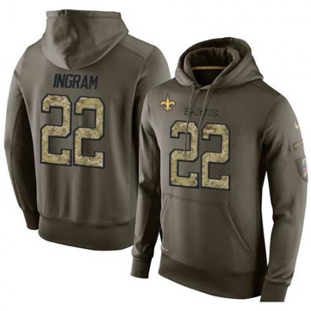 NFL Men's New Orleans Saints #22 Mark Ingram Stitched Green Olive Salute To Service KO Performance Hoodie