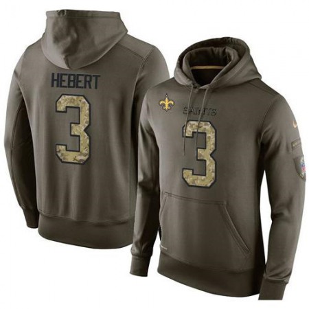 NFL Men's New Orleans Saints #3 Bobby Hebert Stitched Green Olive Salute To Service KO Performance Hoodie