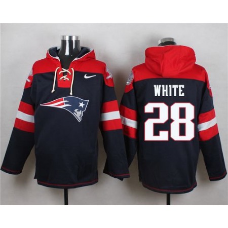 Patriots #28 James White Navy Blue Player Pullover NFL Hoodie