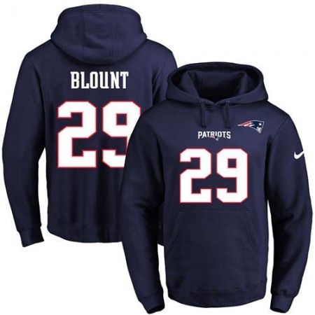 Patriots #29 LeGarrette Blount Navy Blue Name & Number Pullover NFL Hoodie