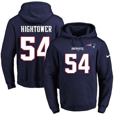 Patriots #54 Dont'a Hightower Navy Blue Name & Number Pullover NFL Hoodie