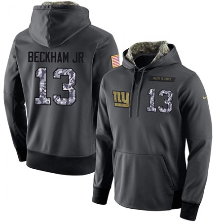 NFL Men's New York Giants #13 Odell Beckham Jr Stitched Black Anthracite Salute to Service Player Performance Hoodie
