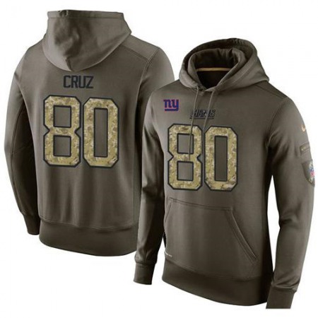 NFL Men's New York Giants #80 Victor Cruz Stitched Green Olive Salute To Service KO Performance Hoodie