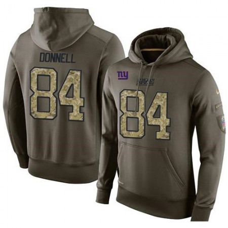 NFL Men's New York Giants #84 Larry Donnell Stitched Green Olive Salute To Service KO Performance Hoodie