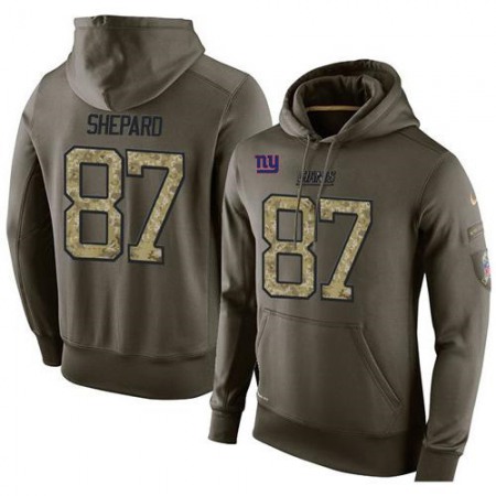 NFL Men's New York Giants #87 Sterling Shepard Stitched Green Olive Salute To Service KO Performance Hoodie