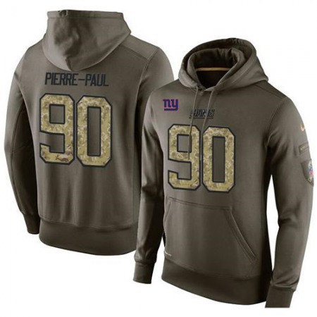 NFL Men's New York Giants #90 Jason Pierre-Paul Stitched Green Olive Salute To Service KO Performance Hoodie