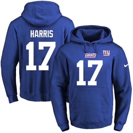 Giants #17 Dwayne Harris Royal Blue Name & Number Pullover NFL Hoodie