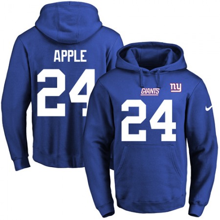 Giants #24 Eli Apple Royal Blue Name & Number Pullover NFL Hoodie