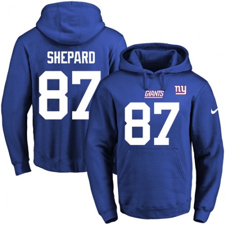 Giants #87 Sterling Shepard Royal Blue Name & Number Pullover NFL Hoodie