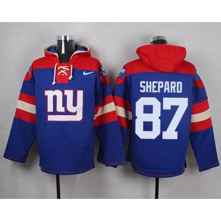 Giants #87 Sterling Shepard Royal Blue Player Pullover NFL Hoodie