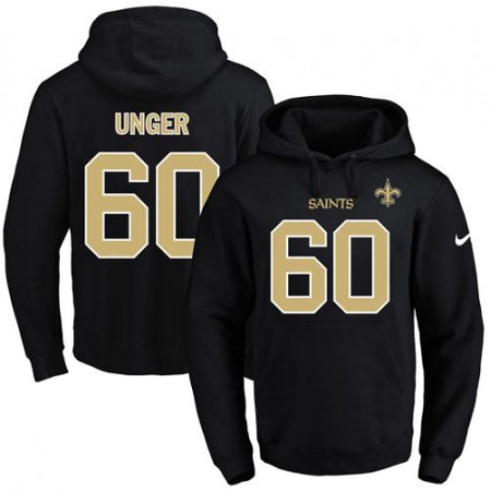 Saints #60 Max Unger Black Name & Number Pullover NFL Hoodie