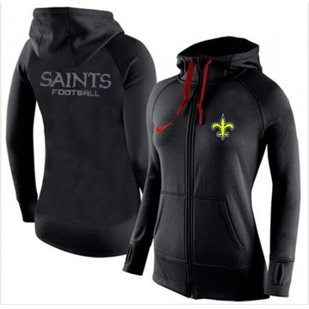 Women's New Orleans Saints Full-Zip Performance Hoodie Black