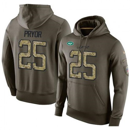 NFL Men's New York Jets #25 Calvin Pryor Stitched Green Olive Salute To Service KO Performance Hoodie