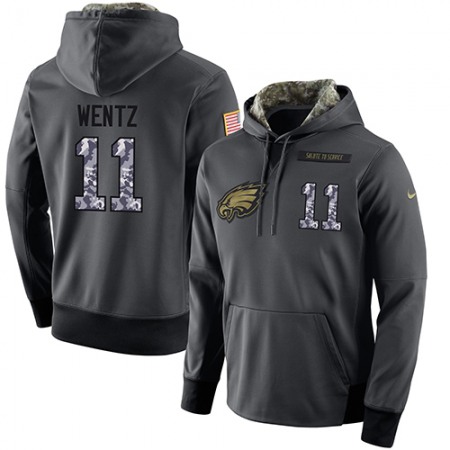 NFL Men's Philadelphia Eagles #11 Carson Wentz Stitched Black Anthracite Salute to Service Player Performance Hoodie