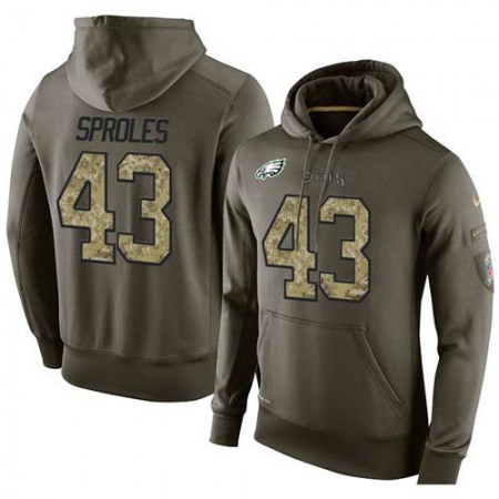 NFL Men's Philadelphia Eagles #43 Darren Sproles Stitched Green Olive Salute To Service KO Performance Hoodie