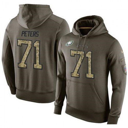 NFL Men's Philadelphia Eagles #71 Jason Peters Stitched Green Olive Salute To Service KO Performance Hoodie
