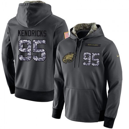 NFL Men's Philadelphia Eagles #95 Mychal Kendricks Stitched Black Anthracite Salute to Service Player Performance Hoodie