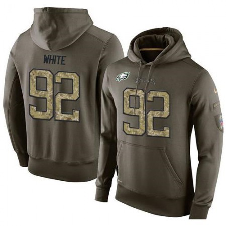 NFL Men's Philadelphia Eagles #92 Reggie White Stitched Green Olive Salute To Service KO Performance Hoodie