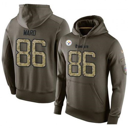 NFL Men's Pittsburgh Steelers #86 Hines Ward Stitched Green Olive Salute To Service KO Performance Hoodie