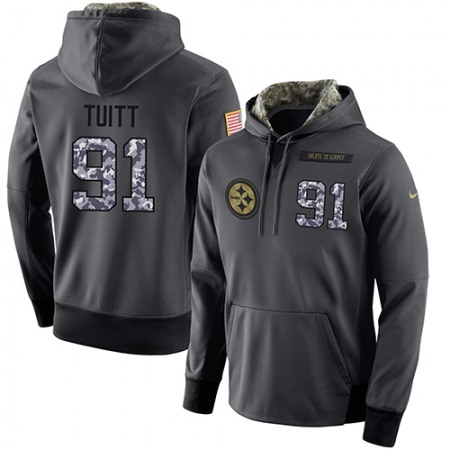 NFL Men's Pittsburgh Steelers #91 Stephon Tuitt Stitched Black Anthracite Salute to Service Player Performance Hoodie