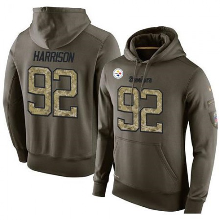 NFL Men's Pittsburgh Steelers #92 James Harrison Stitched Green Olive Salute To Service KO Performance Hoodie