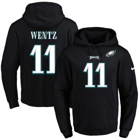 Eagles #11 Carson Wentz Black Name & Number Pullover NFL Hoodie