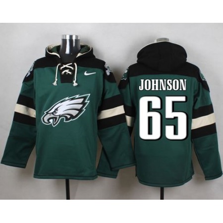 Eagles #65 Lane Johnson Midnight Green Player Pullover NFL Hoodie