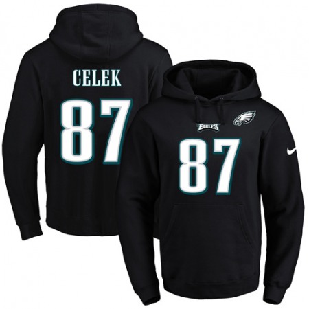 Eagles #87 Brent Celek Black Name & Number Pullover NFL Hoodie