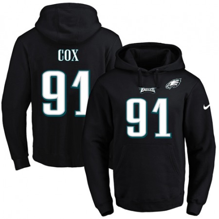 Eagles #91 Fletcher Cox Black Name & Number Pullover NFL Hoodie