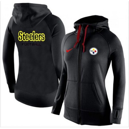 Women's Pittsburgh Steelers Full-Zip Performance Hoodie Black_1
