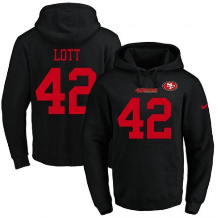 49ers #42 Ronnie Lott Black Name & Number Pullover NFL Hoodie