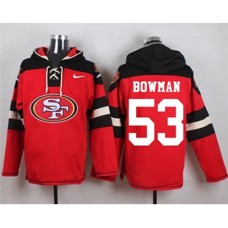 49ers #53 NaVorro Bowman Red Player Pullover NFL Hoodie