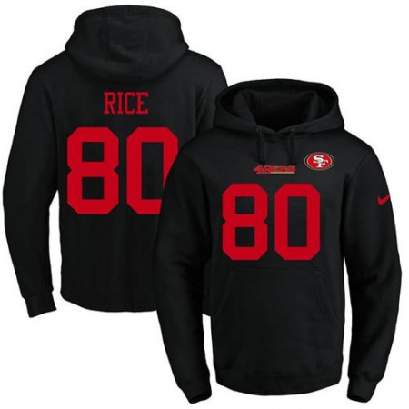 49ers #80 Jerry Rice Black Name & Number Pullover NFL Hoodie