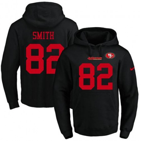 49ers #82 Torrey Smith Black Name & Number Pullover NFL Hoodie