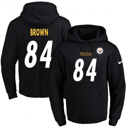 Steelers #84 Antonio Brown Black Name & Number Pullover NFL Hoodie