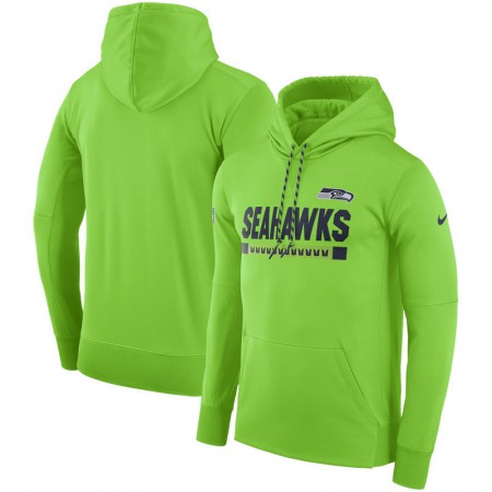 Men's Seattle Seahawks Neon Green Sideline Team Name Performance Pullover Hoodie