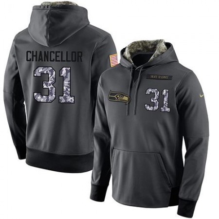 NFL Men's Seattle Seahawks #31 Kam Chancellor Stitched Black Anthracite Salute to Service Player Performance Hoodie