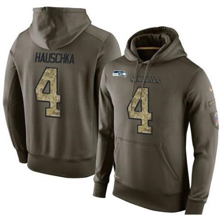 NFL Men's Seattle Seahawks #4 Steven Hauschka Stitched Green Olive Salute To Service KO Performance Hoodie