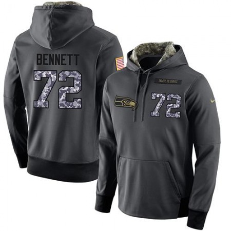 NFL Men's Seattle Seahawks #72 Michael Bennett Stitched Black Anthracite Salute to Service Player Performance Hoodie