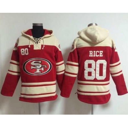 49ers #80 Jerry Rice Red Sawyer Hoodie Sweatshirt NFL Hoodie