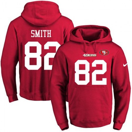 49ers #82 Torrey Smith Red Name & Number Pullover NFL Hoodie