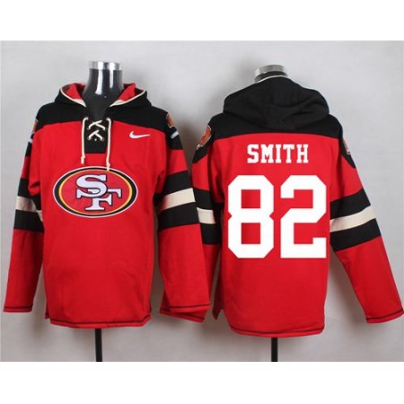 49ers #82 Torrey Smith Red Player Pullover NFL Hoodie