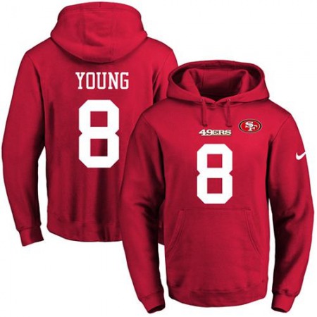 49ers #8 Steve Young Red Name & Number Pullover NFL Hoodie