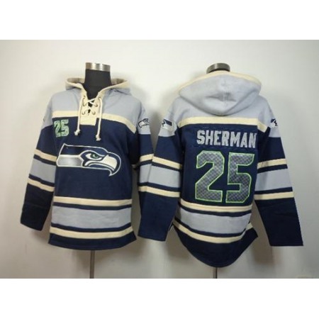 Seahawks #25 Richard Sherman Navy Blue Sawyer Hoodie Sweatshirt NFL Hoodie