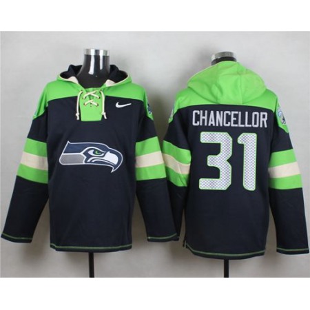 Seahawks #31 Kam Chancellor Steel Blue Player Pullover NFL Hoodie