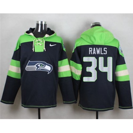 Seahawks #34 Thomas Rawls Steel Blue Player Pullover NFL Hoodie