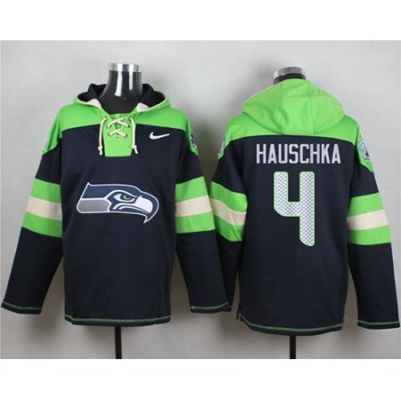 Seahawks #4 Steven Hauschka Steel Blue Player Pullover NFL Hoodie