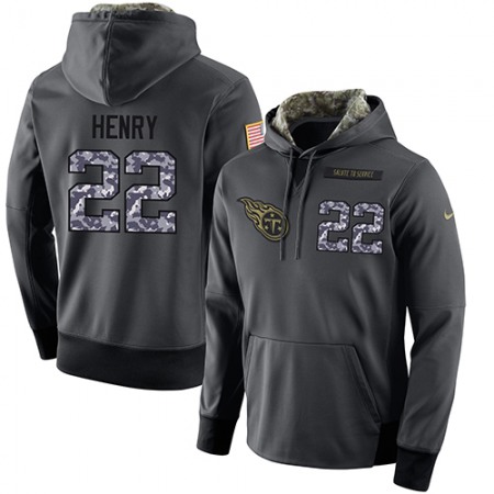 NFL Men's Tennessee Titans #22 Derrick Henry Stitched Black Anthracite Salute to Service Player Performance Hoodie