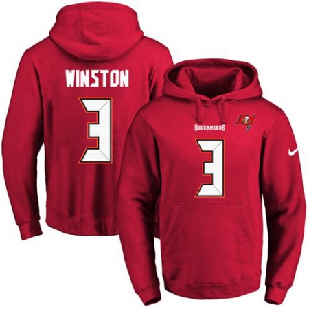 Buccaneers #3 Jameis Winston Red Name & Number Pullover NFL Hoodie